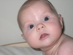 Sleep diary picture of a cute surprised baby