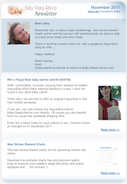 Baby Sleep Advice Newsletter Screenshot
