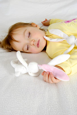 Toddler girl sleeping - cuddly toy