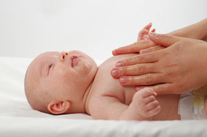 Newborn baby at the osteopath