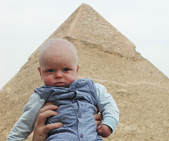 4 month old baby boy in blue