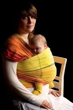 Mother with Baby in Wrap Carrier