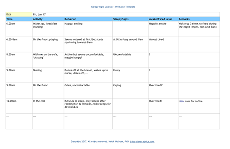 Sleepy Signs Journal Template