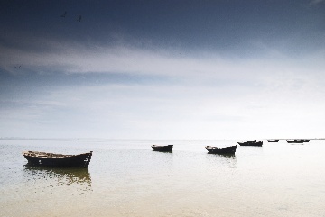 Relaxing Sea View with Fishing Boats
